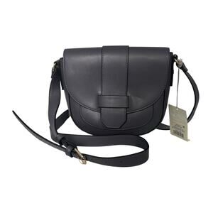 A New Day Crossbody Bag Gray Faux Leather Flap Handbag Small Purse